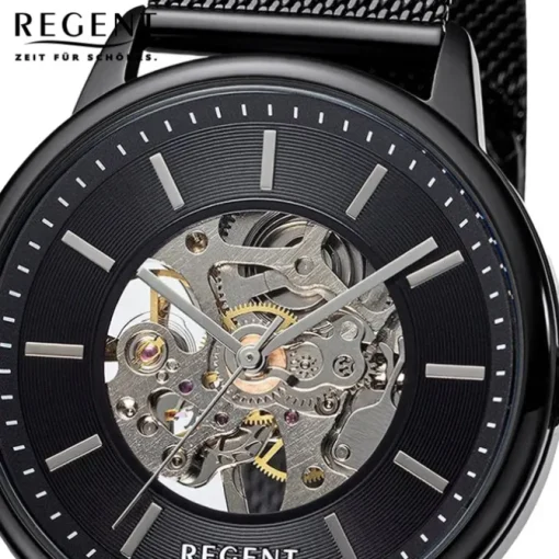 Regent Herren Armbanduhr Analog Metallarmband schwarz URF1397
