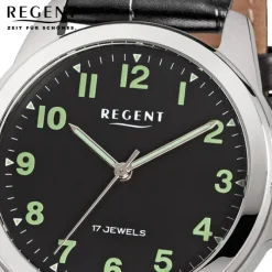 Regent Herren Armbanduhr Analog Lederarmband schwarz URF1571