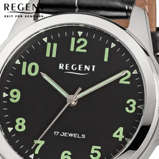 Regent Herren Armbanduhr Analog Lederarmband schwarz URF1571