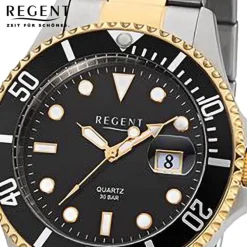 Regent Herren Armbanduhr Analog Metallarmband silber gold URF1285