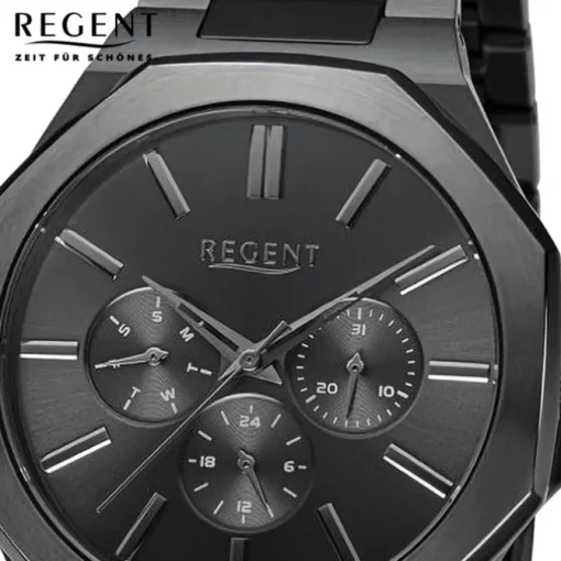 Regent Herren Armbanduhr Analog Metallarmband schwarz URBA771