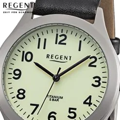 Regent Herren Armbanduhr Analog Lederarmband schwarz URF1268