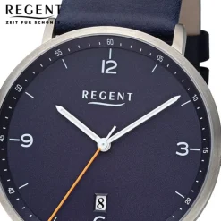 Regent Herren Armbanduhr Analog Lederarmband dunkelblau URF1533