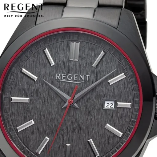 Regent Herren Armbanduhr Analog Metallarmband schwarz URBA815