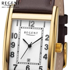 Regent Herren Armbanduhr Analog Lederarmband dunkelbraun URF1519