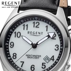 Regent Herren Armbanduhr Analog Lederarmband schwarz URBA772