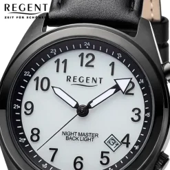 Regent Herren Armbanduhr Analog Lederarmband schwarz URBA773