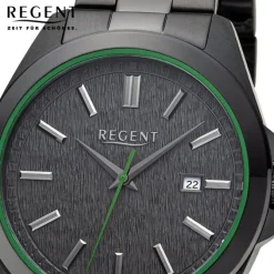 Regent Herren Armbanduhr Analog Metallarmband schwarz URBA817