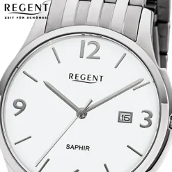 Regent Herren Armbanduhr Analog GM-1614 Quarz-Uhr Metall silber URGM1614