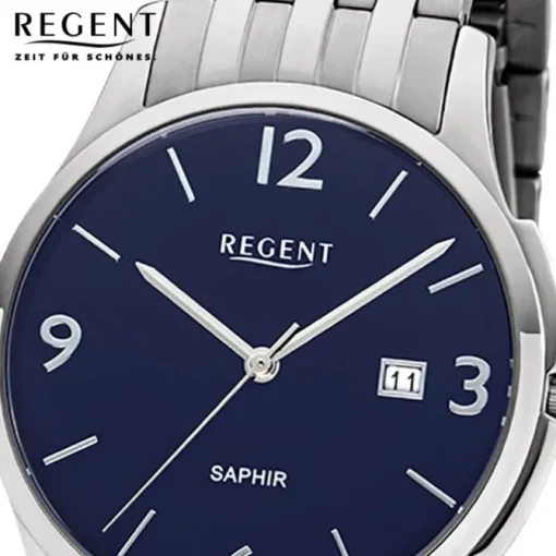 Regent Herren Armbanduhr Analog GM-1616 Quarz-Uhr Metall silber URGM1616