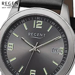 Regent Herren Armbanduhr Analog Lederarmband schwarz URF1270