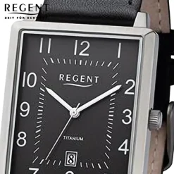 Regent Herren Armbanduhr Analog Lederarmband schwarz URF1273