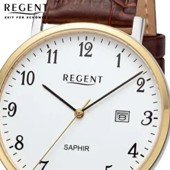 Regent Herren Armbanduhr Analog Lederarmband braun URF1424