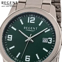 Regent Herren Armbanduhr Analog Metallarmband grau silber URF1447