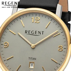 Regent Herren Armbanduhr Analog Lederarmband schwarz URF1450