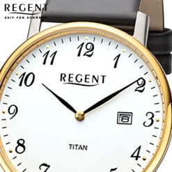 Regent Herren Armbanduhr Analog Lederarmband dunkelgrau URF1562