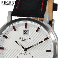 Regent Herren Armbanduhr Analog Lederarmband schwarz rot UR1111576