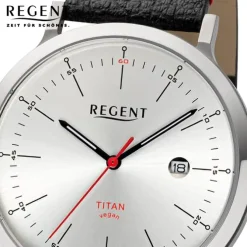 Regent Herren Armbanduhr Analog Lederarmband schwarz rot URBA702