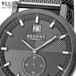Regent Herren Armbanduhr Analog Metallarmband dunkelgrau URBA534