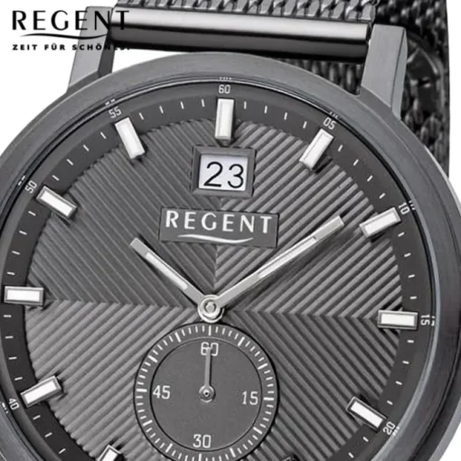 Regent Herren Armbanduhr Analog Metallarmband dunkelgrau URBA534