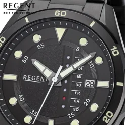 Regent Herren Armbanduhr Analog Metallarmband schwarz URBA634