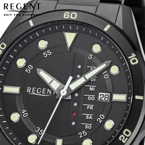 Regent Herren Armbanduhr Analog Metallarmband schwarz URBA634
