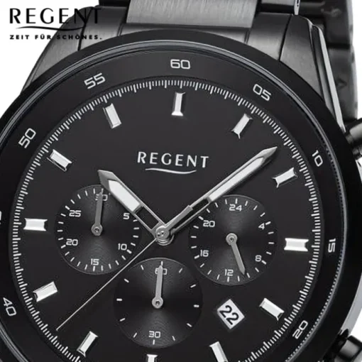 Regent Herren Armbanduhr Analog Metallarmband schwarz URBA757