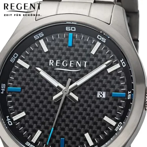 Regent Herren Armbanduhr Analog Titanarmband grau URBA760