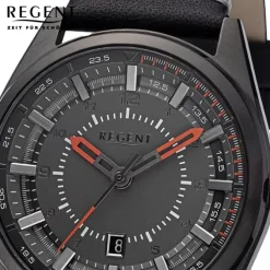 Regent Herren Armbanduhr Analog Lederarmband schwarz URBA764