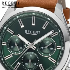 Regent Herren Armbanduhr Analog Lederarmband hellbraun URBA766
