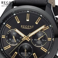 Regent Herren Armbanduhr Analog Lederarmband schwarz URBA768