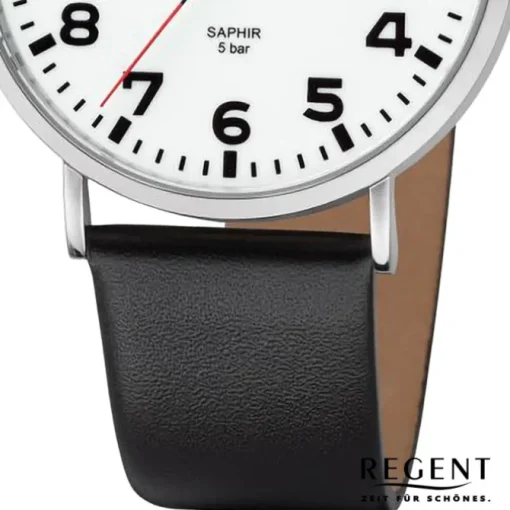 Regent Herren Armbanduhr Analog Lederarmband schwarz URBA796