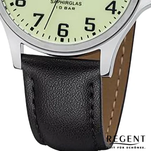 Regent Herren Armbanduhr Analog Lederarmband schwarz URF1257