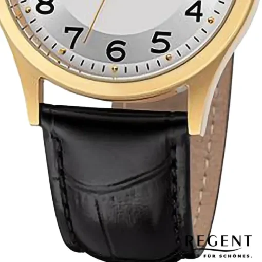 Regent Herren Armbanduhr Analog Lederarmband schwarz URF1261