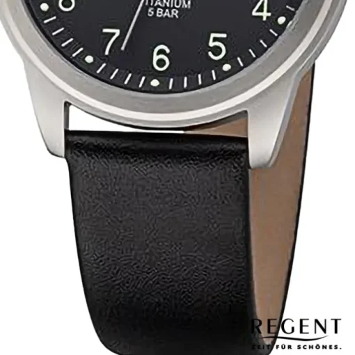 Regent Herren Armbanduhr Analog Lederarmband schwarz URF1267