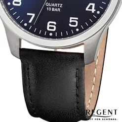 Regent Herren Armbanduhr Analog Lederarmband schwarz URF1269