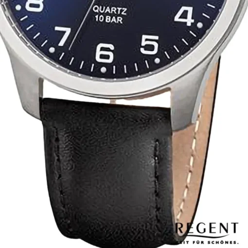 Regent Herren Armbanduhr Analog Lederarmband schwarz URF1269