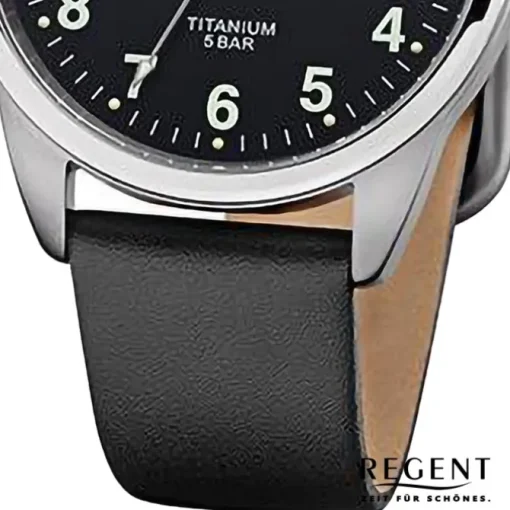 Regent Herren Armbanduhr Analog Lederarmband schwarz URF1271