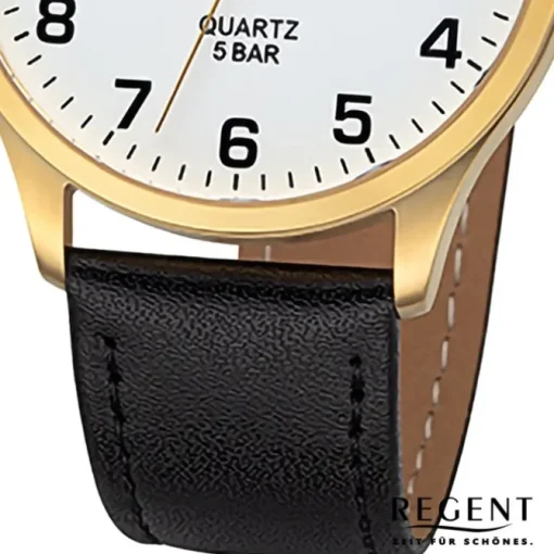 Regent Herren Armbanduhr Analog Lederarmband schwarz URF1417