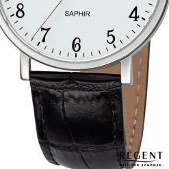 Regent Herren Armbanduhr Analog Lederarmband schwarz URF1423