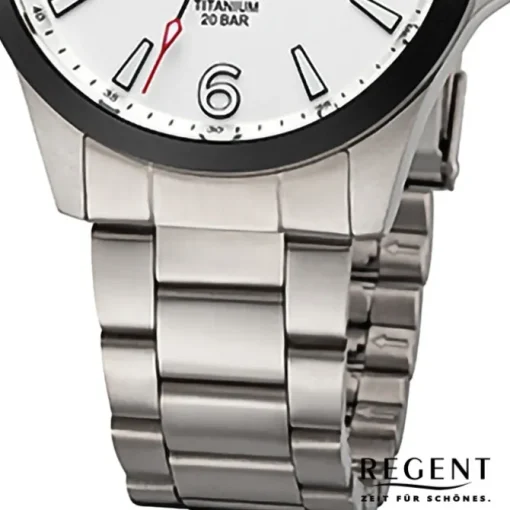 Regent Herren Armbanduhr Analog Titanarmband grau URF1444