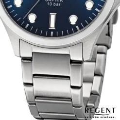 Regent Herren Armbanduhr Analog Metallarmband silber URF1454