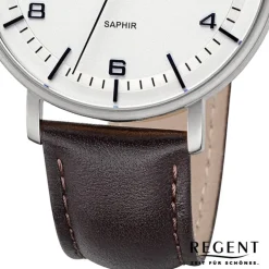 Regent Herren Armbanduhr Analog Lederarmband dunkelbraun URF1516
