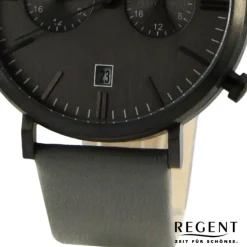 Regent Herren Armbanduhr Analog Lederarmband dunkelgrau UR1111501
