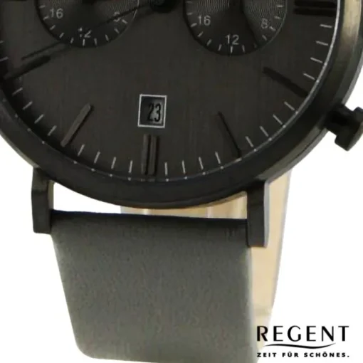 Regent Herren Armbanduhr Analog Lederarmband dunkelgrau UR1111501