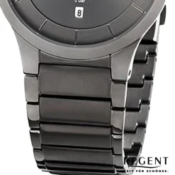 Regent Herren Armbanduhr Analog Metallarmband dunkelgrau URF1346