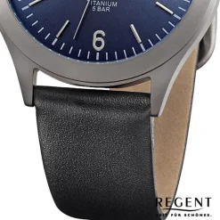 Regent Herren Armbanduhr Analog Lederarmband schwarz URF1437