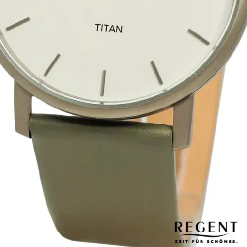 Regent Herren Armbanduhr Analog Lederarmband olive grün UR1094067