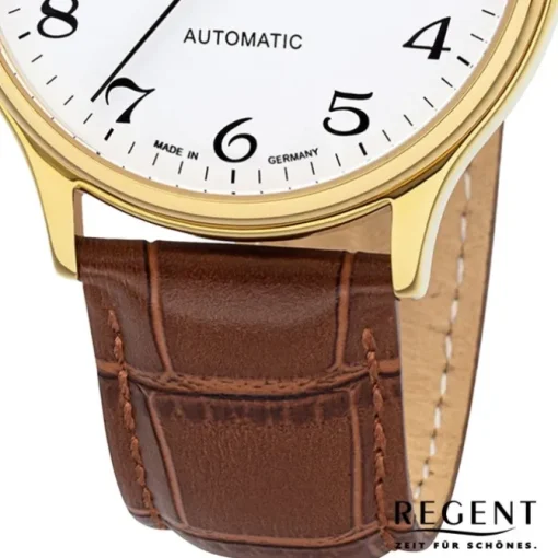 Regent Herren Armbanduhr Analog GM-2115 Automatik Lederband braun URGM2115