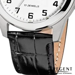 Regent Herren Armbanduhr Analog Lederarmband schwarz URF1570